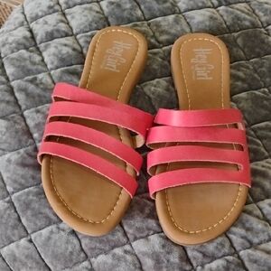 Corkys Coral Pink Strappy Slide Sandals